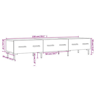 vidaXL Tv-meubel 150x36x30 cm bewerkt hout bruin eikenkleur