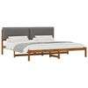 vidaXL Bedframe met gestoffeerd hoofdbord Naturel en lichtgrijs