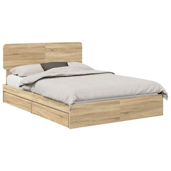 vidaXL Opslag bed met lade Sonoma Eiken 160 x 200 cm Bewerkt hout