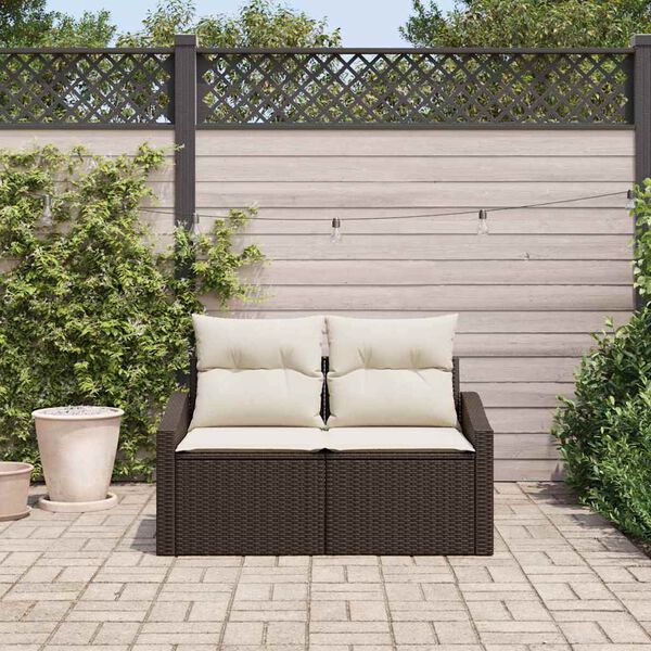 vidaXL Tuinbank met kussen 123 x 62 x 69 cm poly rattan