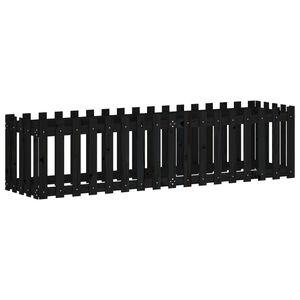 vidaXL Plantenbak verhoogd hekontwerp 200x50x50 cm grenenhout zwart