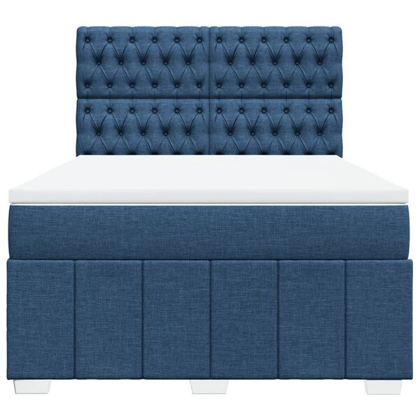 vidaXL Boxspring met matras stof blauw 160x200 cm