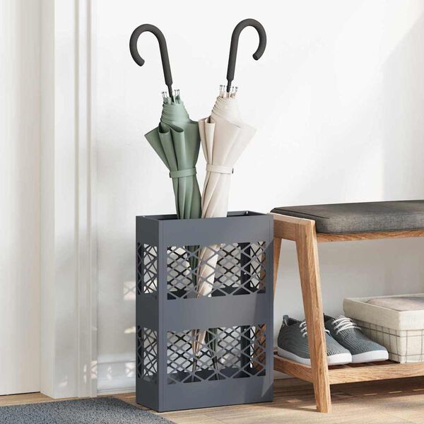 vidaXL Paraplu Standaard met opslag Antraciet 28 x 12 x 41 cm Staal
