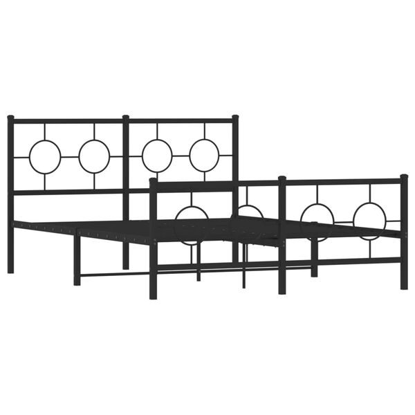 vidaXL Bedframe met hoofd- en voeteneinde metaal zwart 140x190 cm