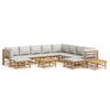 vidaXL 12-delige Loungeset met kussens bamboe lichtgrijs