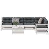 vidaXL 7-delige Loungeset met kussens massief grenenhout wit