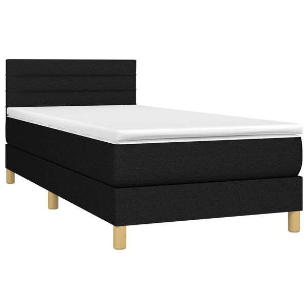 vidaXL Boxspring met matras en LED stof zwart 100x200 cm