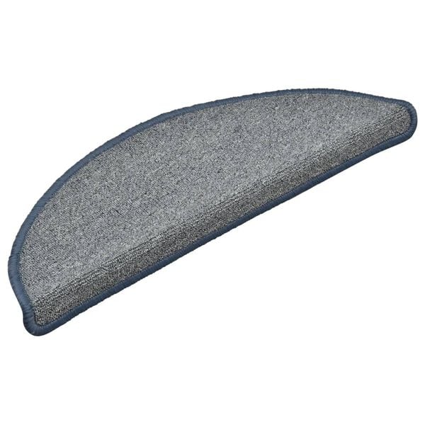 vidaXL Trapmatten 15 st 56x17x3 cm lichtgrijs en blauw halfrond