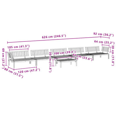 vidaXL 6-delige Loungeset pallet massief acaciahout