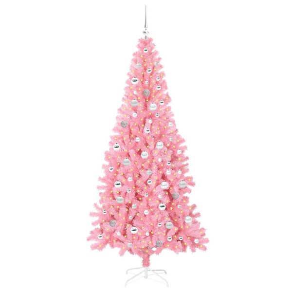 vidaXL Kerstboom met 300 LED met standaard Roze 210 cm PVC