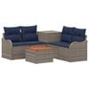 vidaXL Bankstel 6 st Grijs en Marineblauw Poly Rattan en Staal