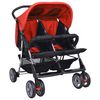 vidaXL Tweelingwagen staal rood en zwart