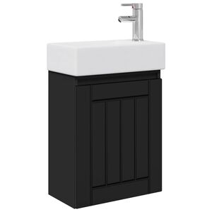 vidaXL Badkamermeubel met kraan Zwart 45,5 x 25,5 x 84 cm