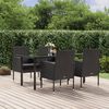 vidaXL 5-delige Tuinset met kussens poly rattan zwart