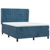 vidaXL Boxspring met matras fluweel donkerblauw 140x190 cm