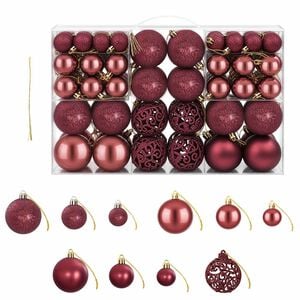 vidaXL Kerstballen 100 st 3/4/6 cm wijnrood