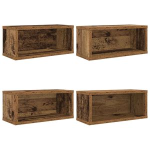 vidaXL CD Opslag Rek 4 st Eikenhout 40 x 17 x 17 cm Bewerkt hout