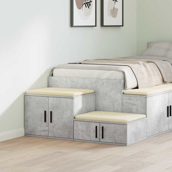 vidaXL Opbergkast 2 pcs Beton Grijs 118 x 41 x 40 cm Bewerkt hout