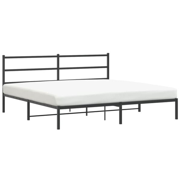 vidaXL Bedframe met hoofdbord metaal zwart 183x213 cm