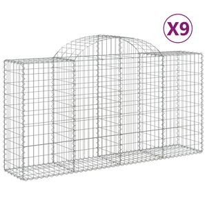 vidaXL Schanskorven 9 st gewelfd 200x50x100/120 cm ijzer