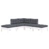vidaXL 5-delige Loungeset met kussens grenenhout wit