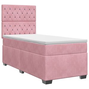 vidaXL Boxspringbed met matras met hoofdeinde Roze 90 x 190 cm Fluweel