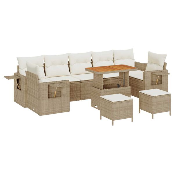 vidaXL Tuin Sofa Set 10 pcs Beige poly rattan