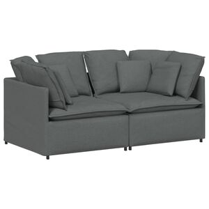 vidaXL Modulaire bank met kussens stof donkergrijs