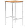 vidaXL Bartafel 60x60x105 cm massief teakhout en roestvrij staal