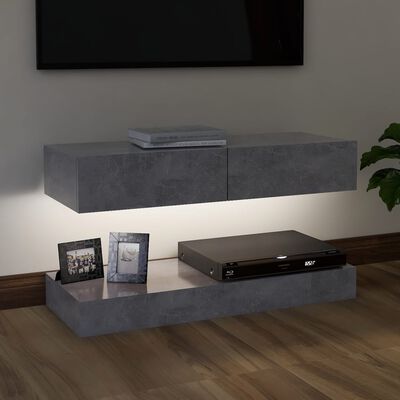 vidaXL Tv-meubel met LED-verlichting 90x35 cm betongrijs