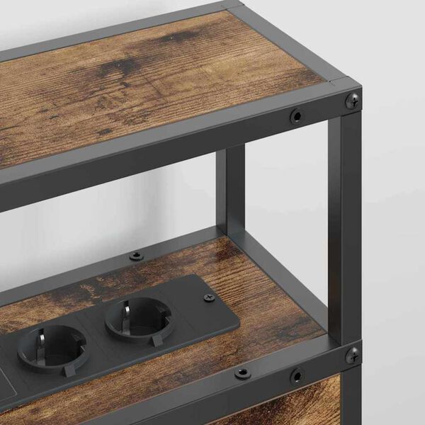 vidaXL Opberghoofdbord met plank Gerookt eiken 135 cm Bewerkt hout