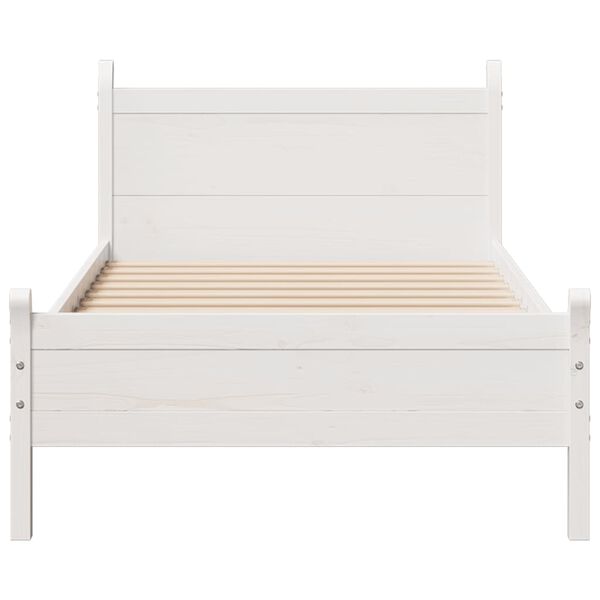 vidaXL Bedframe zonder matras massief grenenhout wit 75x190 cm