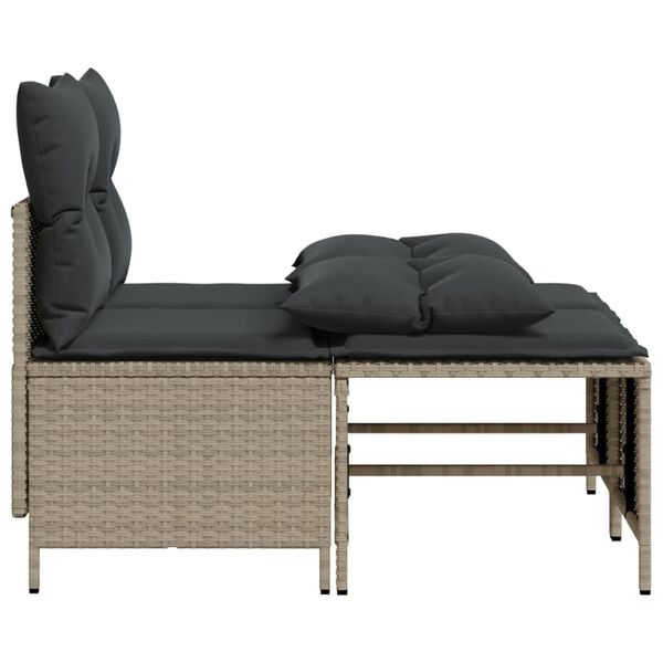 vidaXL 4-delige Loungeset met kussens poly rattan lichtgrijs