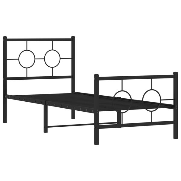 vidaXL Bedframe met hoofd- en voeteneinde metaal zwart 75x190 cm