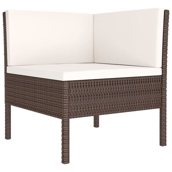 vidaXL 2-delige Loungeset met kussens poly rattan bruin