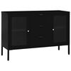 vidaXL Dressoir 105x35x70 cm staal en gehard glas zwart