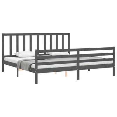 vidaXL Bedframe met hoofdbord massief hout grijs 200x200 cm