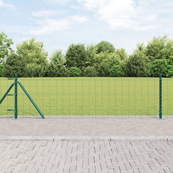 vidaXL Hek met Paal Groen 0,4 x 10 m Staal en PVC