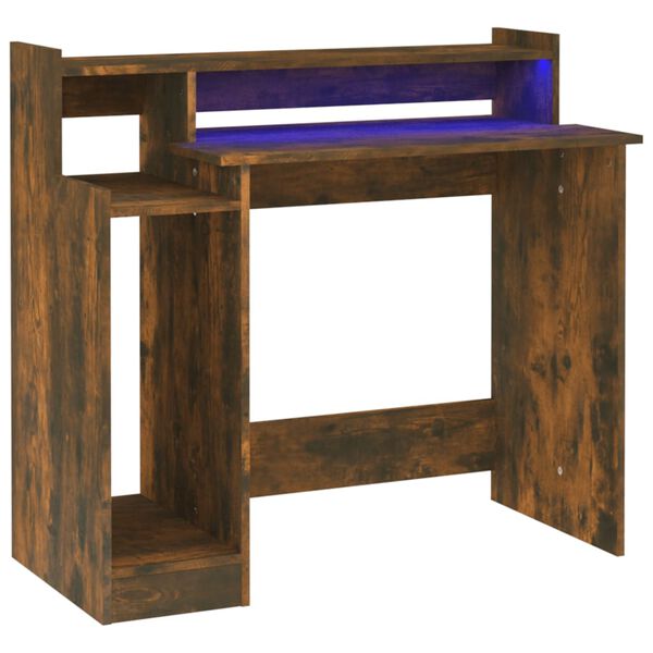 vidaXL Bureau met LED-verlichting 97x45x90 cm hout gerookt eikenkleur