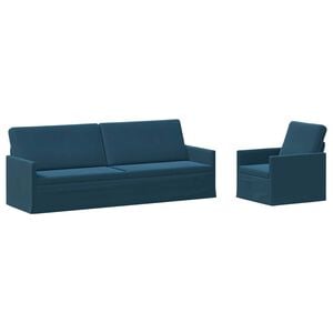 vidaXL Bankstel 2 pcs Blauw fluweel