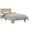 vidaXL Bedframe bewerkt hout en metaal sonoma eikenkleurig 90x190 cm