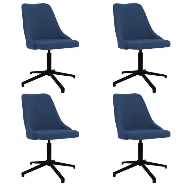 vidaXL Eetkamerstoelen draaibaar 4 st stof blauw