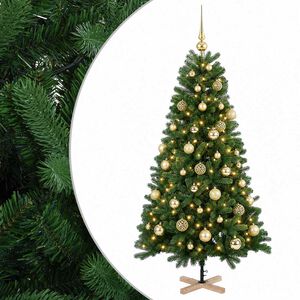 vidaXL Kunstkerstboom met kerstbal 120 cm 150 LED's Warmwit PVC Groen