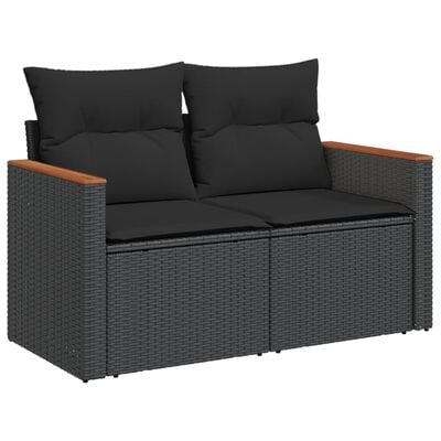 vidaXL Tuinbank 2-zits met kussens poly rattan grijs