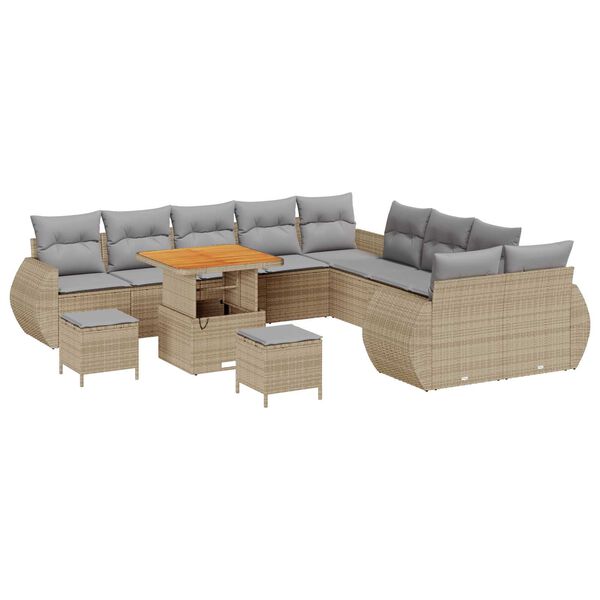 vidaXL Tuin Sofa Set met kussen met opslag 13 pcs beige en lichtgrijs