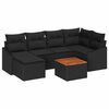 vidaXL Tuinbankenset met kussen 7 pcs Zwart poly rattan