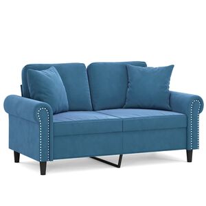 vidaXL Tweezitsbank met sierkussens 120 cm fluweel blauw