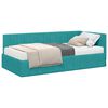 vidaXL Hoekbedframe met Matras met hoofdeinde 2 st Turquoise Fluweel