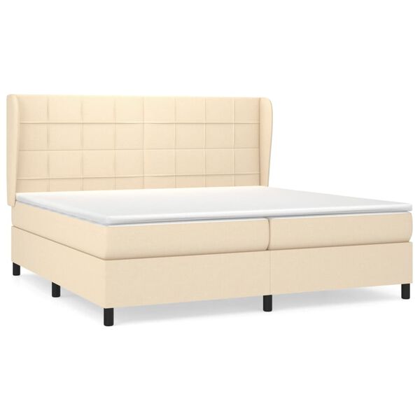 vidaXL Boxspring met matras stof cr&egrave;mekleurig 200x200 cm