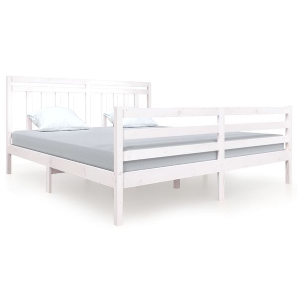 vidaXL Bedframe massief hout wit 180x200 cm
